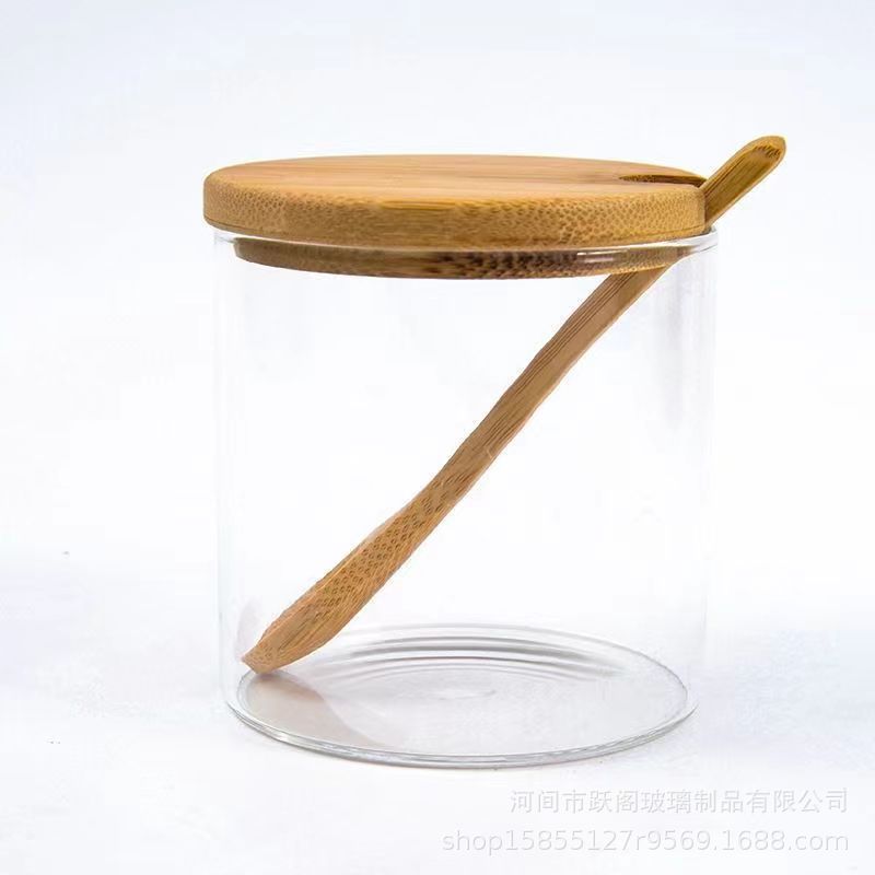 Cocina de almacenamiento vidrio con alto contenido de borosilicato, esencia de pollo, tanque de condimento de sal MSG, tanque de condimento de vidrio transparente para el hogar