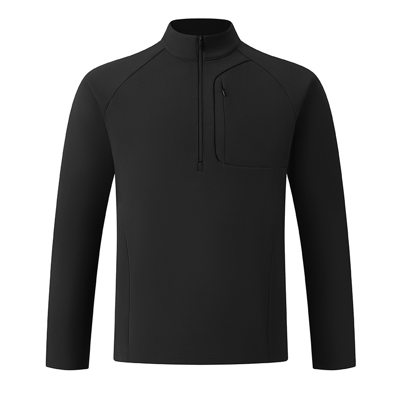 Otoño nuevo DiJiaPing medio cremallera tejido de cuello rápido seco deportivo camiseta de manga larga al aire libre chaqueta para hombre