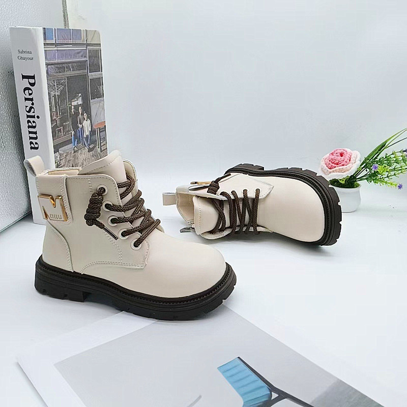 27-37 Botas de invierno para niños, niños y niñas, botas cálidas de terciopelo, cremallera lateral para niños, botas de moda Martin