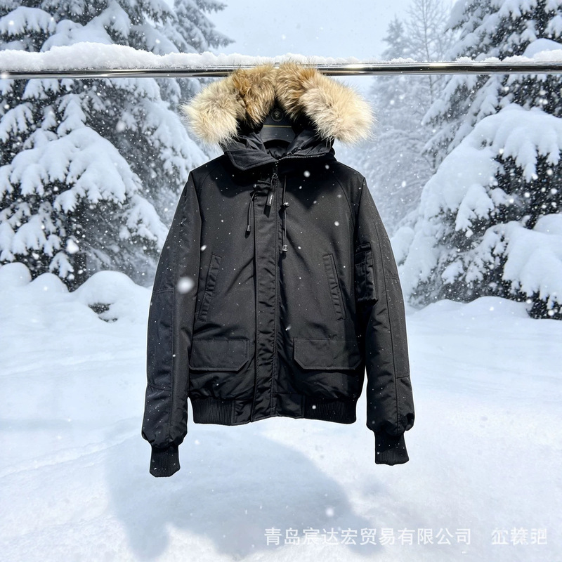 Big Goose Down Jacket Model 01, new style with shoulder straps and mesh pocket, chip logo, real fur collar, outdoor parka, cross-border Big Goose Down Jacket Model 01, new style with shoulder straps and mesh pocket, chip logo, real fur collar, outdoor parka, cross-border