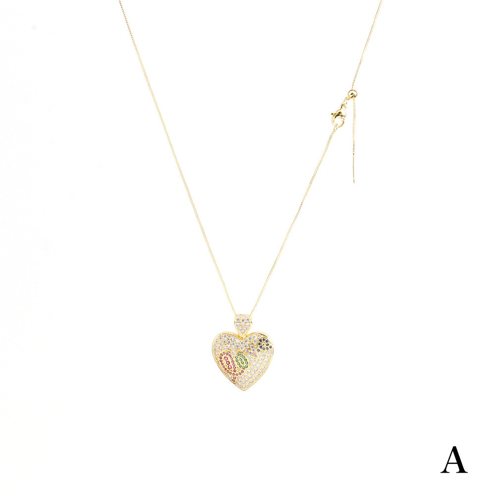 Fashion Heart Shape Copper Plating Zircon Pendant Necklace 1 Piece