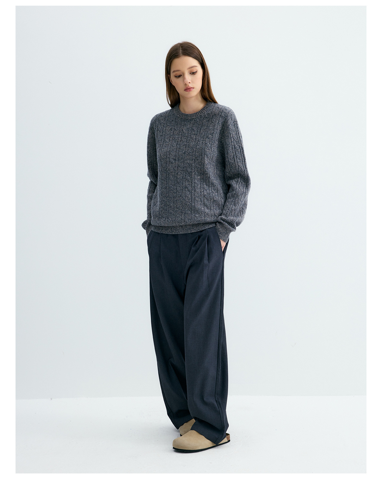 UNF Cable-Knit Crewneck Sweater
