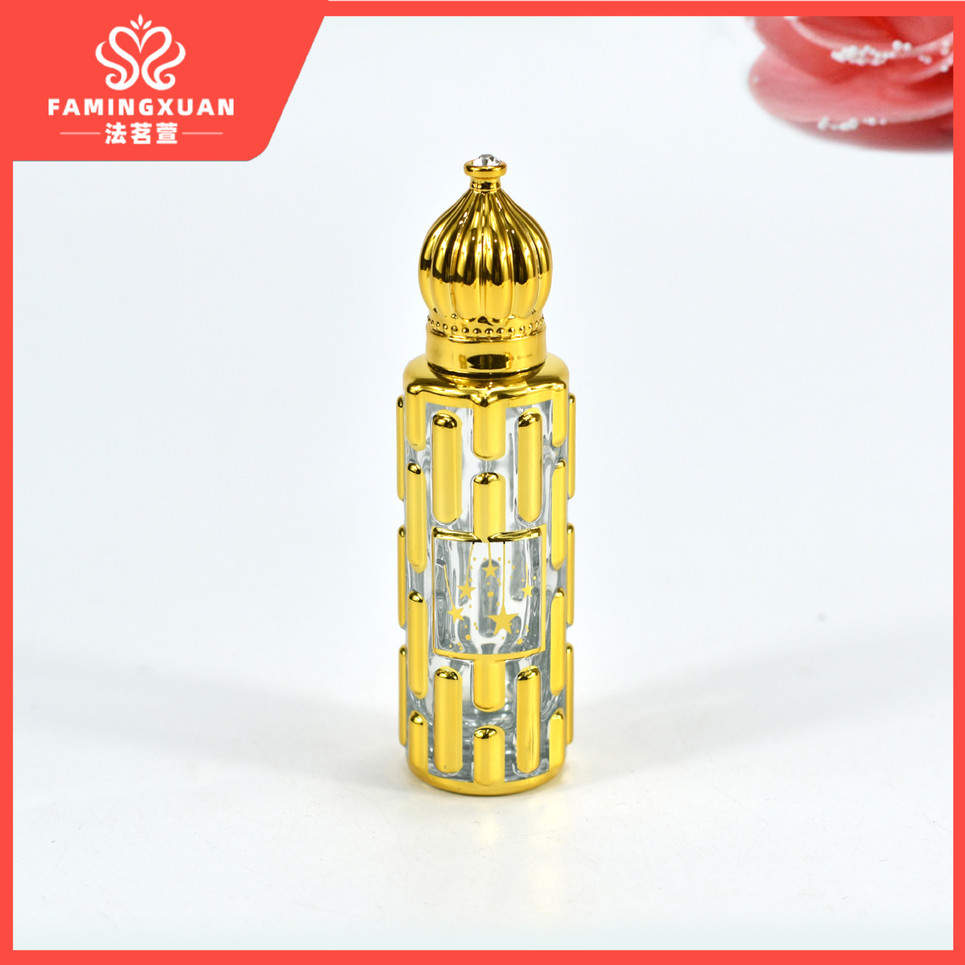 Botella vacía de la botella de perfume a granel de la sub-botella vacía de la bola de cristal del dorado 15ML