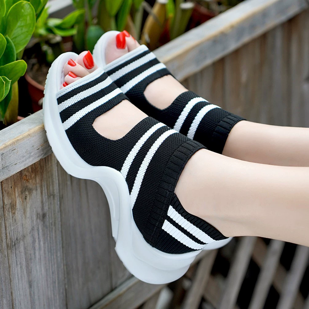 Summer sports white mesh high elastic sandals for leisure platform