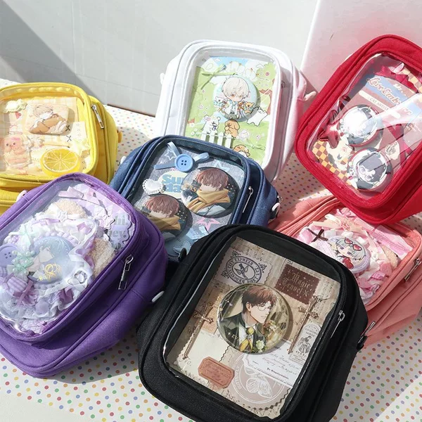 Cute Macaron Crossbody Bag Japanese Second Dimension Small Food Quantity Transparent Small Bag Women's Puffy Tie Plate Pain Bag Baby Bag