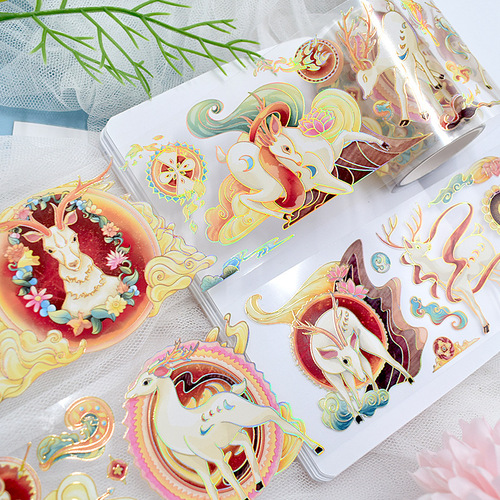 Wholesale hand account collage pet glossy crystal ink lucky rabbit animal material special oil hand account tape