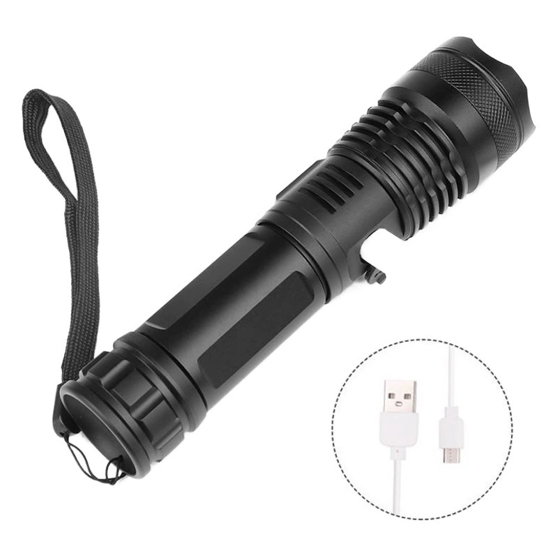 Трансграничный Новый телескопический фонарик из алюминиевого сплава XHP50, дисплей питания, USB-зарядка, сильный фонарик P50