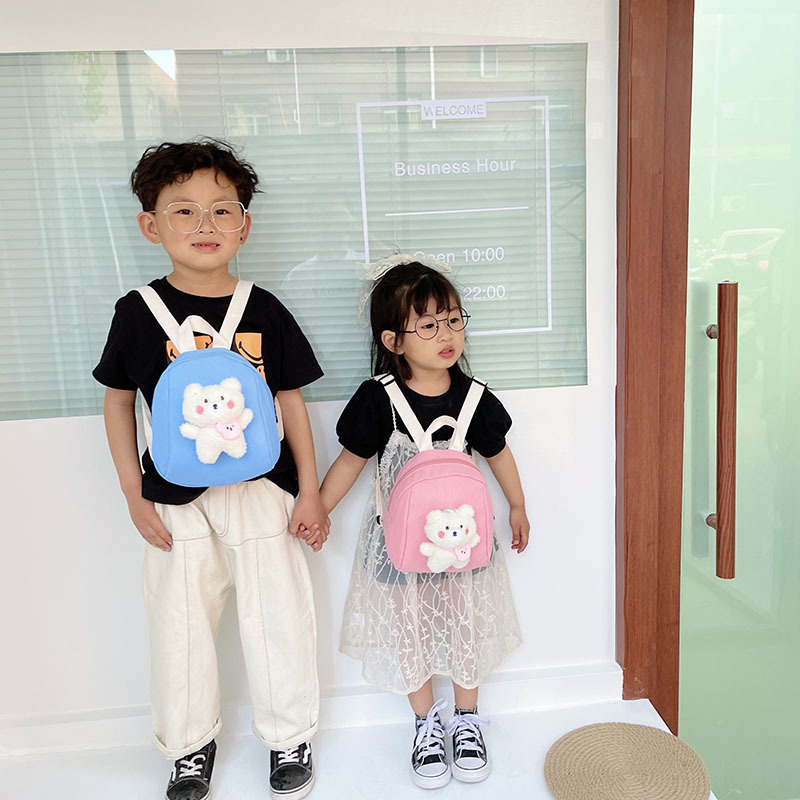Mochila de caricatura de peluche mini bebé mochila de jardín de infantes lienzo de clase pequeña mochila ligera para niños