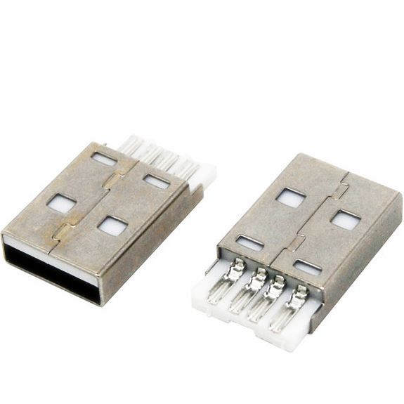 USB公头A公短体插头焊式USB 2.0充电插头L20.3MM