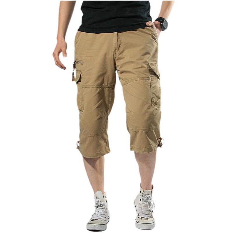 Monos de verano delgados pantalones cortos sueltos más tamaño pantalones multibolsillos de los hombres pantalones cortos de algodón casual al aire libre hombres