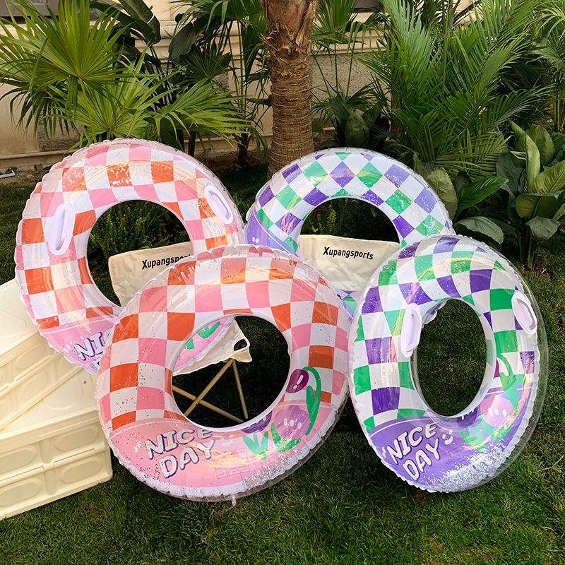 Two-color inflatable swimming ring for adults