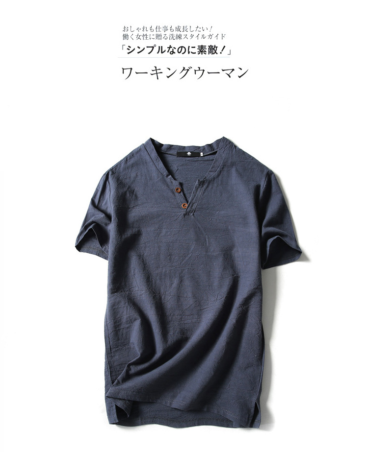 Regular Sleeve Sleeve Type Linen Fabric Type Wholesale Men's Linen Casual Simple Style Solid Color Short Sleeve Men's T-shirt