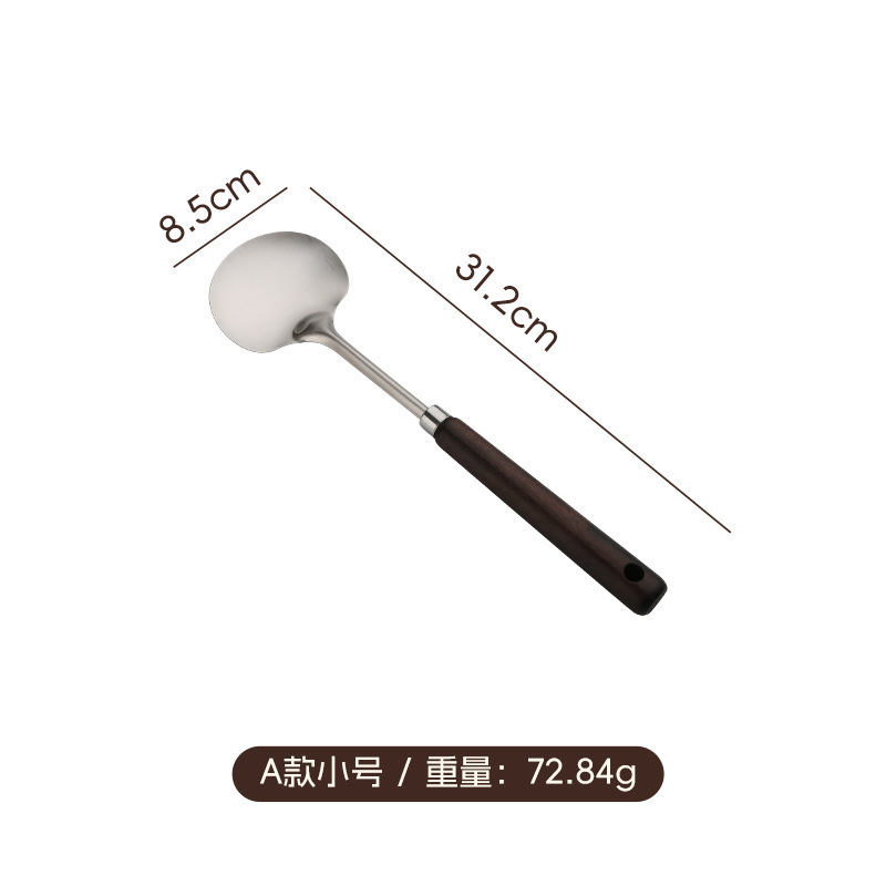 ステンレス鋼キノコスパチュラ無垢材ロングハンドル調理家庭用ロングハンドルスプーンキッチン厚みのあるスパチュラフライパンスプーン木製スパチュラ|undefined