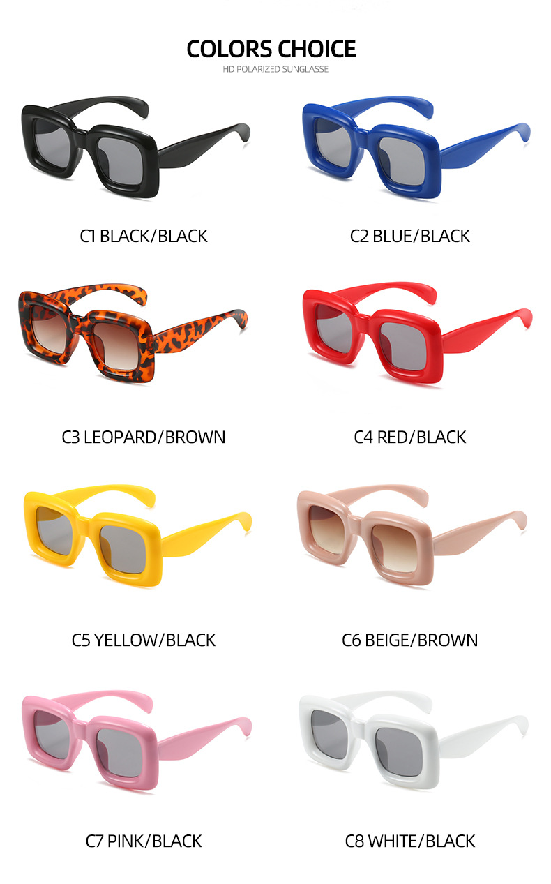 Ac, UV400 Protection Lens Material Square Glasses Style Fashion Solid Color Ac UV400 Protection Square Full Frame Women's Sunglasses