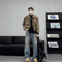 韩版翻领夹克男2025春秋新款简约复古轻熟风潮流休闲炸街帅气外套