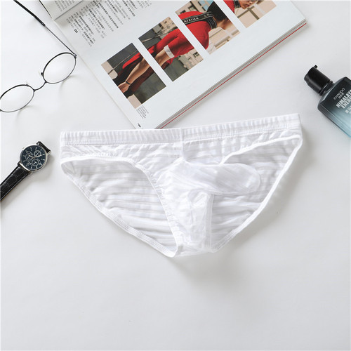Men's jj set sexy striped mesh underwear thin breathable summer fully transparent sexy lace underwear briefs