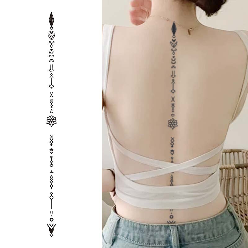Cross-Border Tribal Style Spine Totem Tattoo Stickers Create a Full Atmosphere and Easily Create Niche Literary Temporary Tattoos