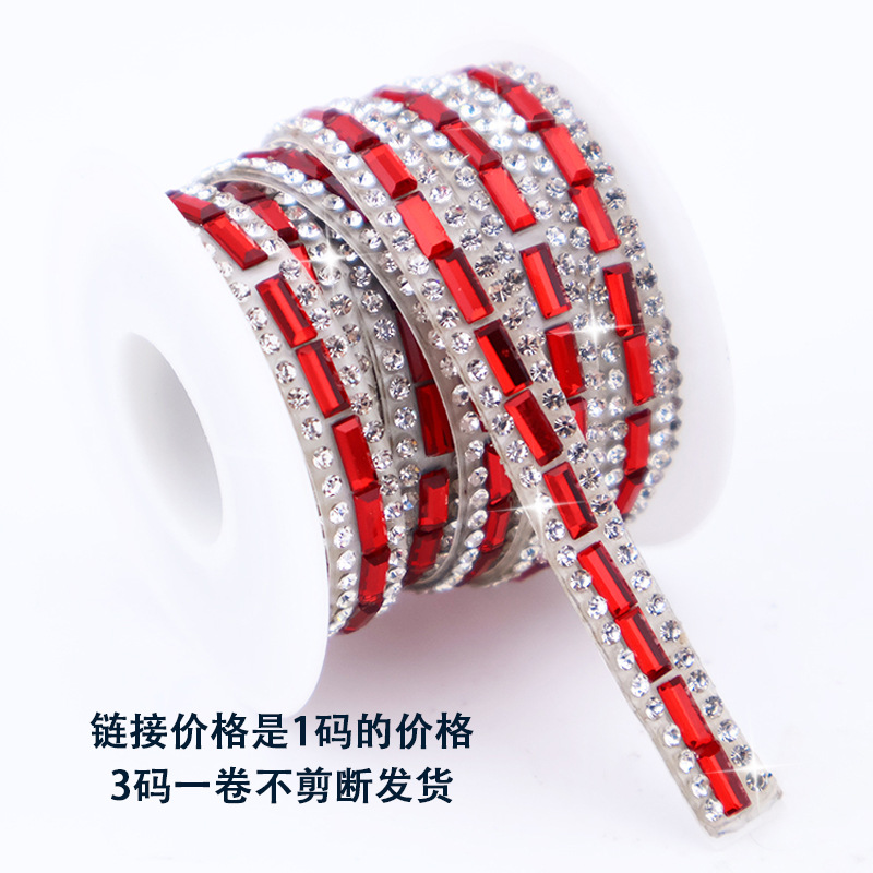 3*7 grandes diamantes de vidrio rojo 0,7 cm de ancho