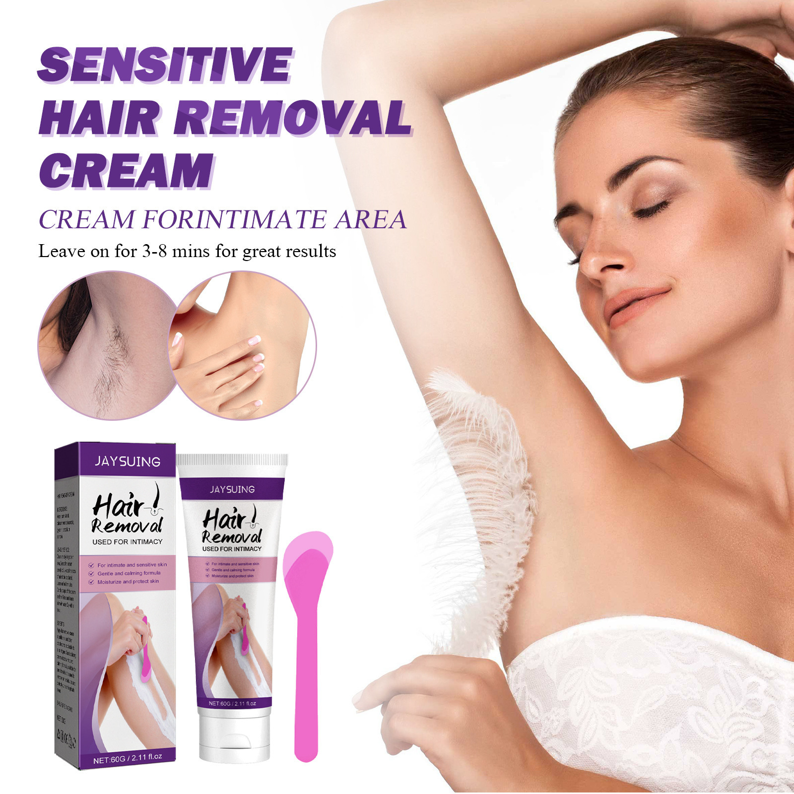 La crema depilatoria Jaysuing è una crema depilatoria delicata, non irritante, portatile, liscia e pulita per ascelle e mani_voghion.com