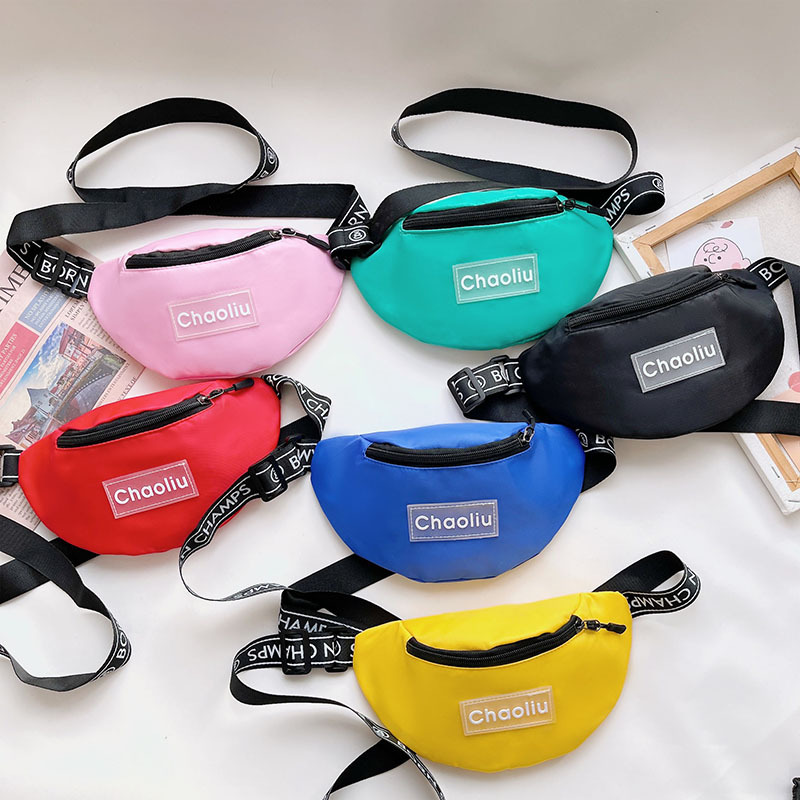 Fashionable Kidsren's Cross-Body Bag Korean Style Candy Chest Bag Nylon Kidsren's Shoulder Bag Letter Waist Bag Mobile Phone Bag Wholesale