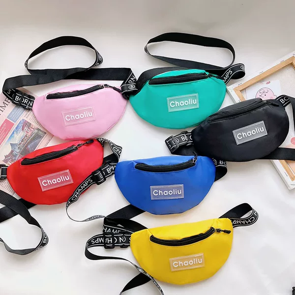 Fashionable Kidsren's Cross-Body Bag Korean Style Candy Chest Bag Nylon Kidsren's Shoulder Bag Letter Waist Bag Mobile Phone Bag Wholesale