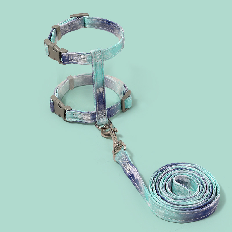 Cuerda de tracción de gato transfronterizo Correa de pecho de gradiente en forma de I ajustable anti-rotura gato mascota Cadena de cuerda de tracción