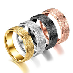 2mm 4mm 6mm Stainless Steel Frosted Rose Gold Ring Step Plain Band Simple Fashion European American Titanium Steel Ring