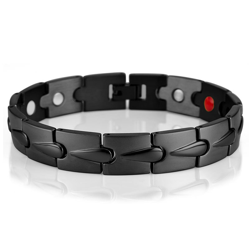 Joyería europea y americana al por mayor de acero inoxidable en forma de gota de arena chapado multi-color Cuatro en Uno niños pulsera magnética en stock image 4