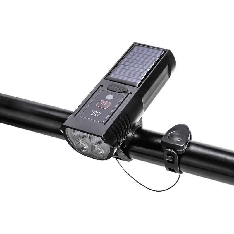 ソーラー充電自転車デジタルディスプレイホーンヘッドライトタイプ C インテリジェント光感知ハイビーム夜間照明車のライト|undefined