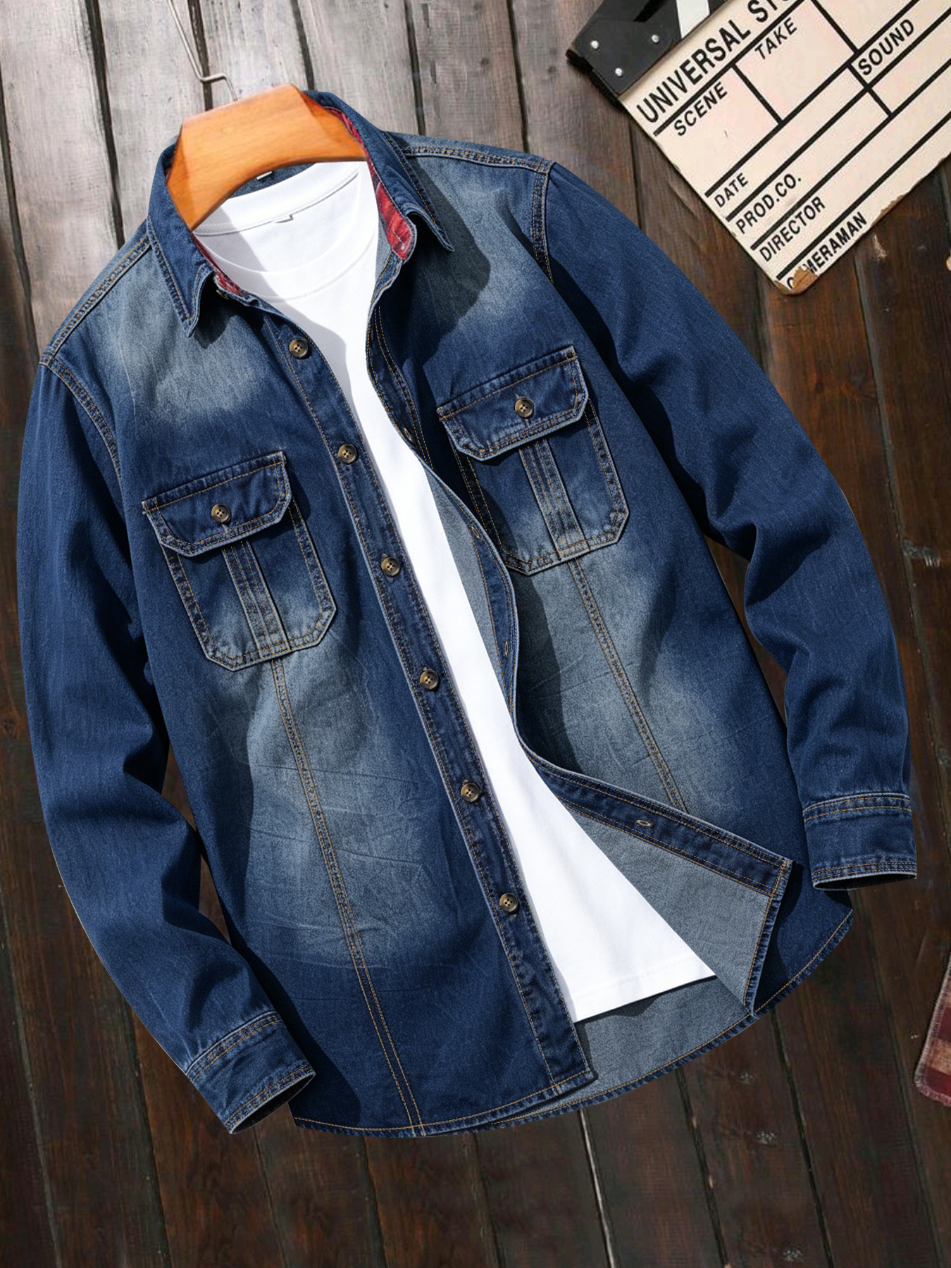 Men's American Style Long Sleeved Shirt Spring Summer Denim Jacket Washed Youth Cross Border Casual Clothing_viptrois.com