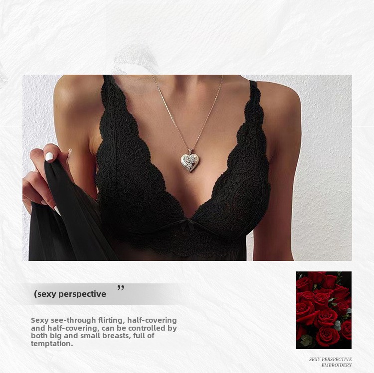 Crisp sexy lingerie foreign trade European and American export sling women's sexy lace perspective elegant sexy pajamas suit_desvips.com