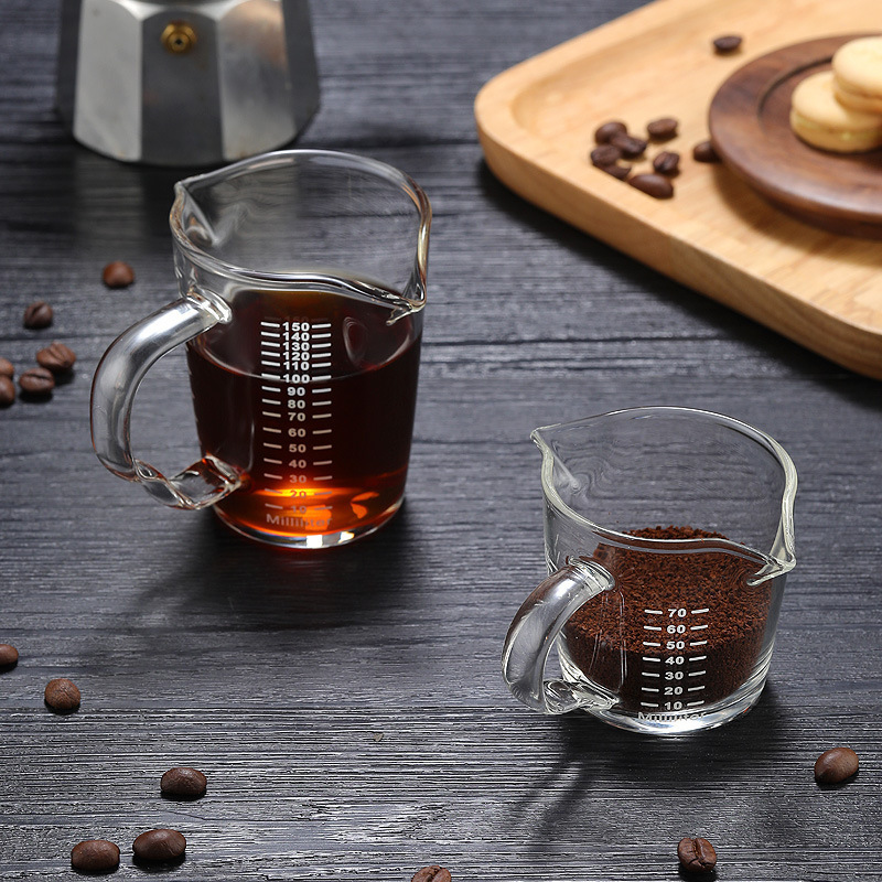 High Borosilicate Glass Double-Spout Milk Cup Mini Transparent Thickened Double-Sided Scale Ounce Cup Extraction Cup Coffee Cup
