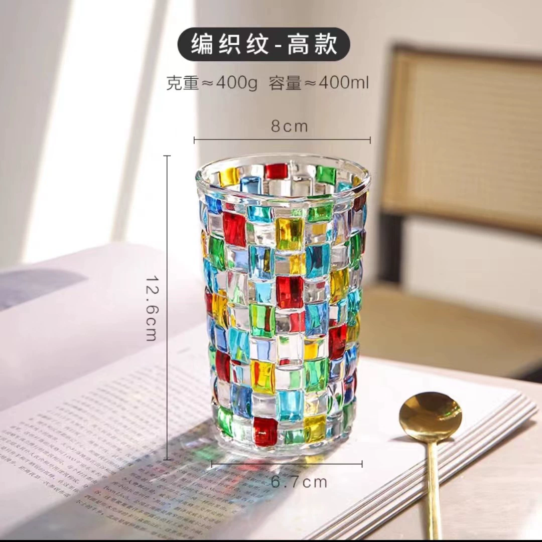 Painted summer rainbow water glass