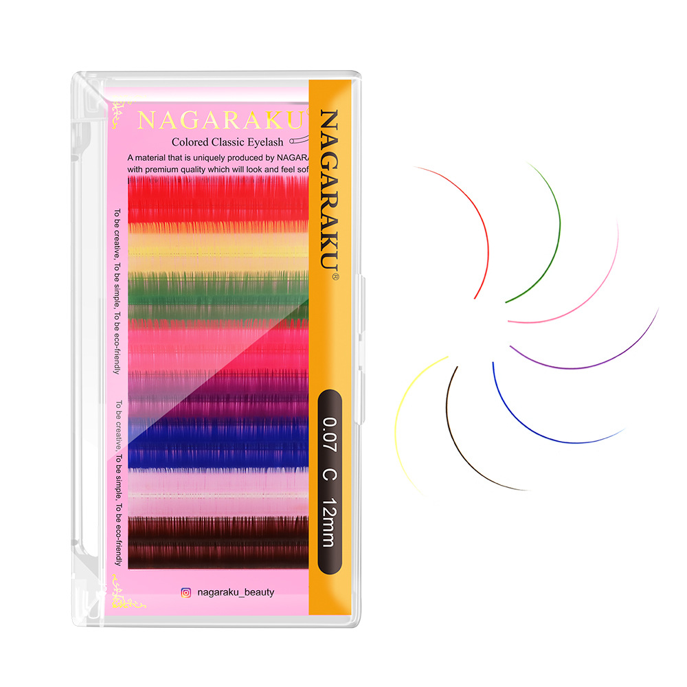 NAGARAKU injerto pestañas color mezclado macaron japonés color caramelo redondo único maquillaje de belleza pestañas postizas