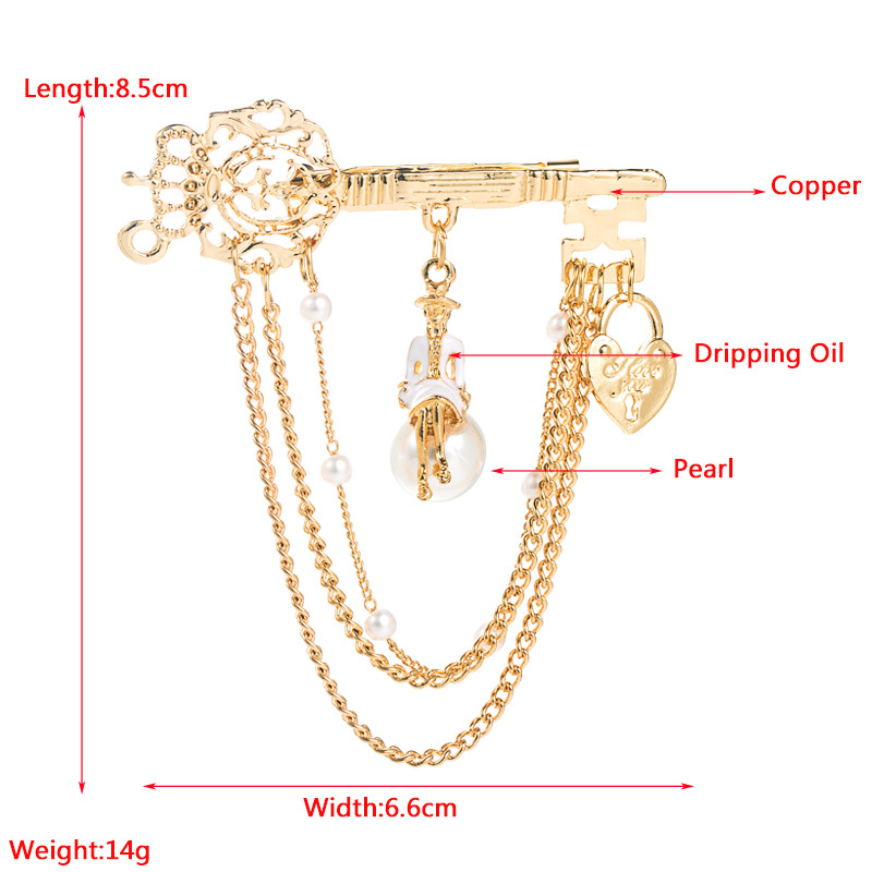 Fashion Baroque Alloy Vintage Chain Tassel Brooch Female Cute Pin Corsage Accessories display picture 1