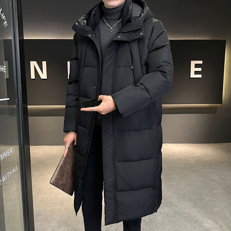 2025 invierno nueva chaqueta de plumón de pareja de moda coreana moda juvenil gruesa abrigo con capuchón caliente largo