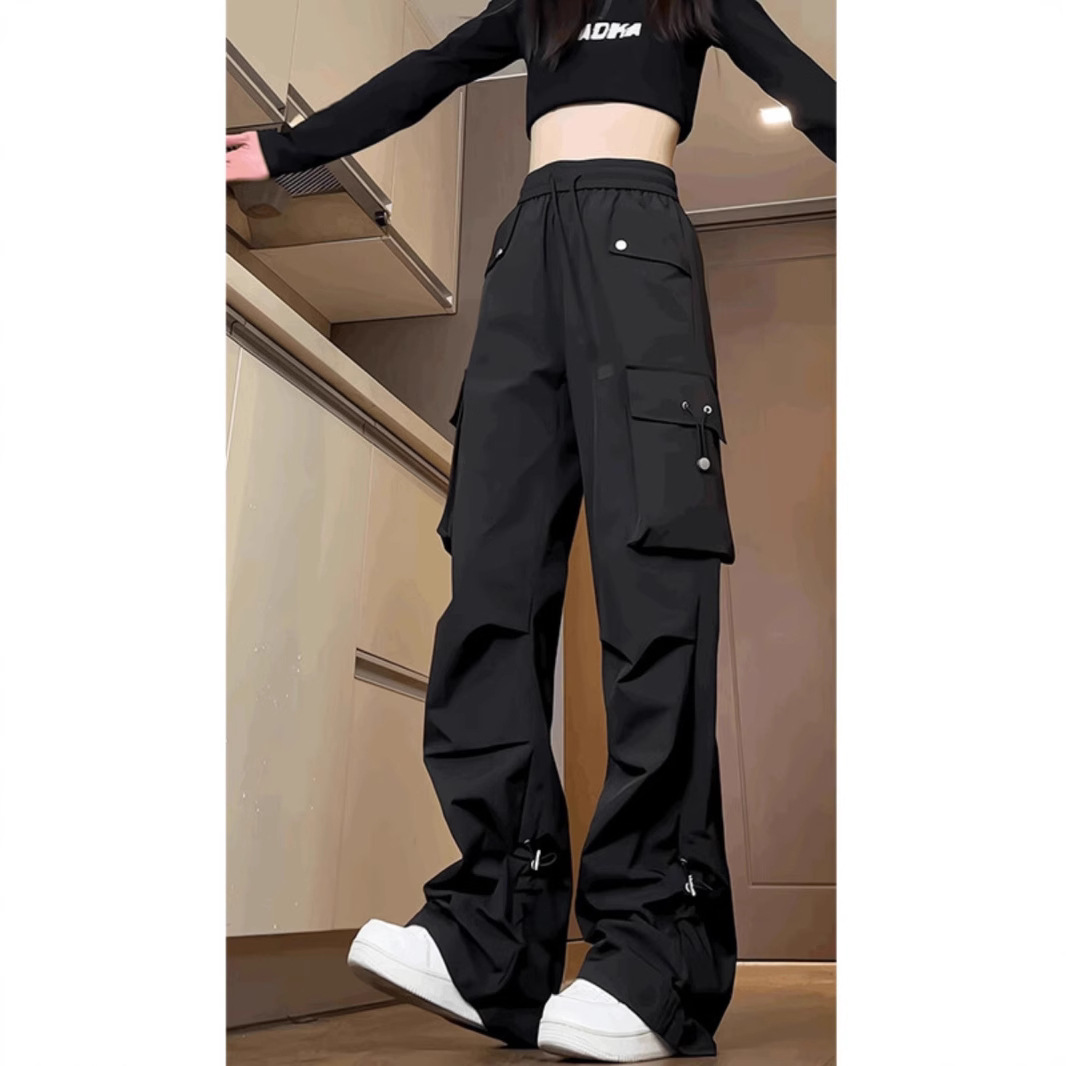 Black Overalls Women's 2025 New Spring and Summer Loose Slimming High Street Mountaineering Summer plus size Pants