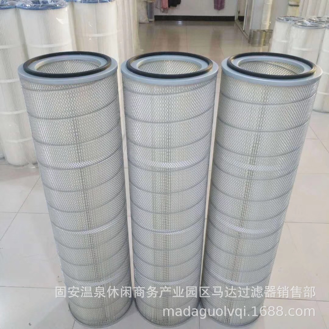 聚酯纤维滤筒滤芯过滤面积大容尘量大的效果聚酯纤维除尘滤筒