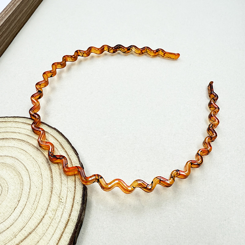 Nueva diadema ondulada texturizada simple y elegante con acabado cepillado, tacto de alta gama, para niñas, corona alta, lavado de cara,_voghion.com