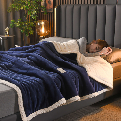 Autumn/Winter AB Style Velour Blanket with Quilted Thickening and Warmth, Bestselling Gift Lamb Fur Blanket, Can Be Shipped on behalf