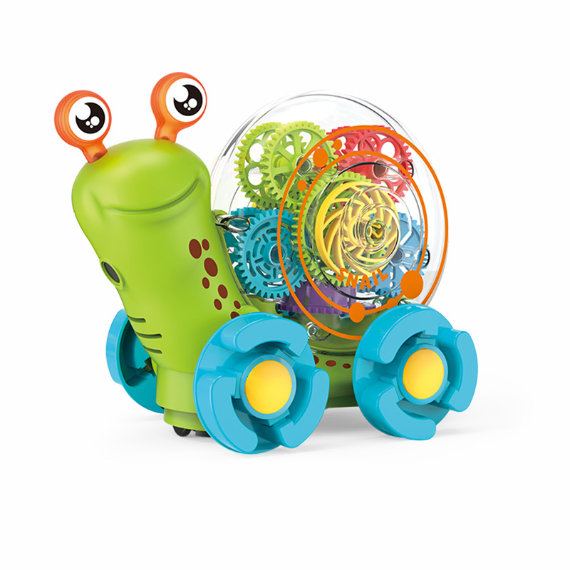 Tiktok eléctrico UNIVERSAL TRANSPARENTE engranaje Caracol música luz bebé niños proyección dibujos animados Caracol coche de juguete