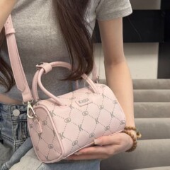 新しいカッパ Kappa 新しいレディース ミニ ポータブル ショルダー バッグ ファッション オールド フラワー ボストン バレル クロスボディ バッグ