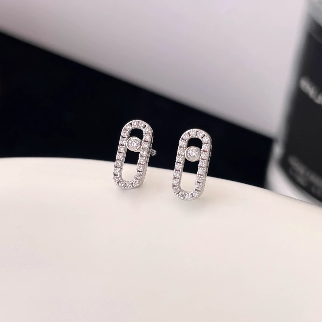 Orecchini a clip da donna con sfera in moissanite oro bianco_voghion.com