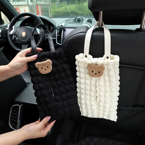 Puff Bear Car Tissue Box Car Hanging Seat Back Universal Tissue Extractor Creative diy Car Extractor
