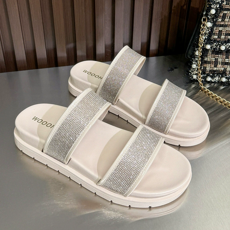 Тапочки для дома, пляжные, с платформой-слайдером, мягкая подошва, в корейском стиле.