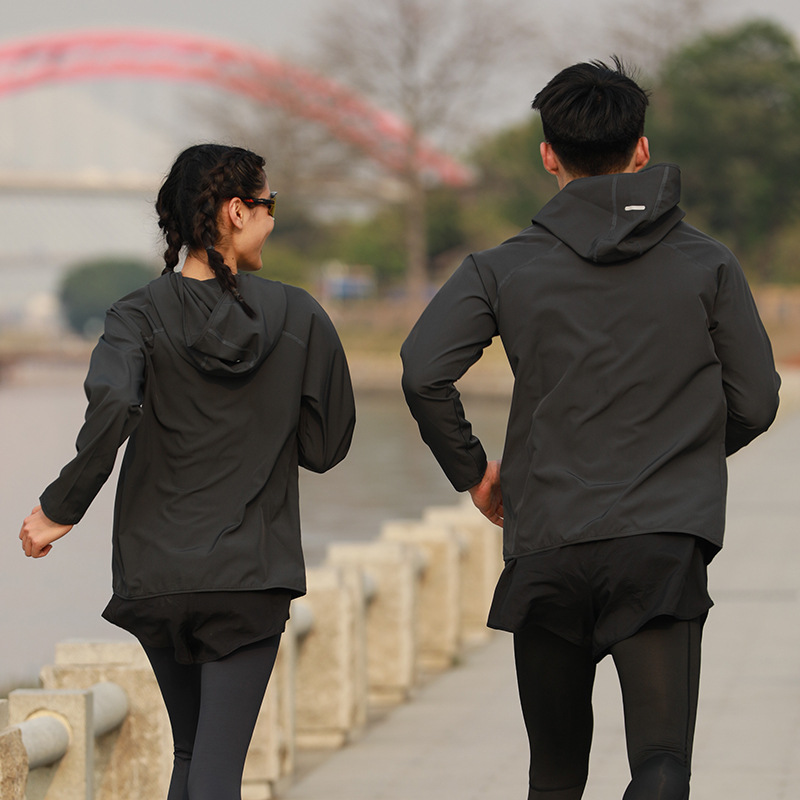 Travel quick dry windbreaker, breathable light and thin sun protection clothing with hood for men and women, sports uniform, jacket, for running 3