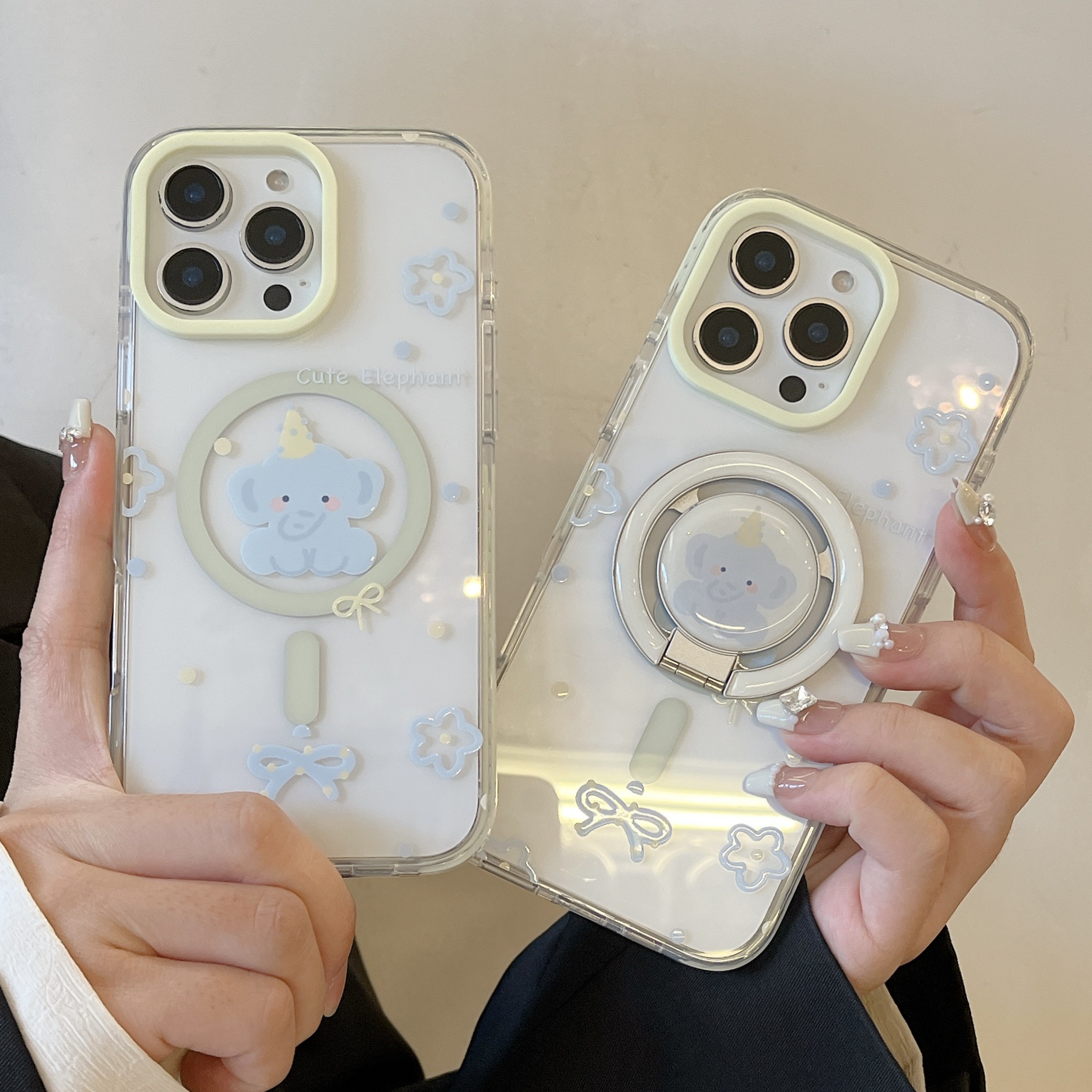 Soporte de elefante magnético de alta gama para Apple 15/16 funda para teléfono móvil 14ProMax bowknot 16Pro femenino 15