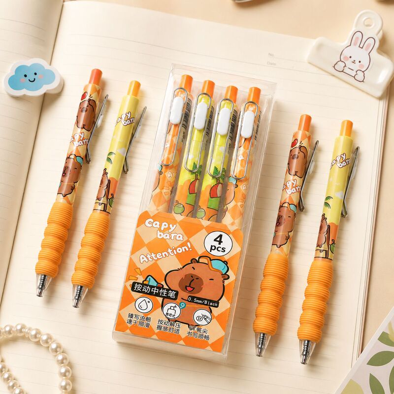 Cartoon Cute Gel Pens with High Aesthetic Appeal, Retractable Pens for Writing, Black Pens, Signature Pens, Student Stationery, Creative Stationery Wholesale
