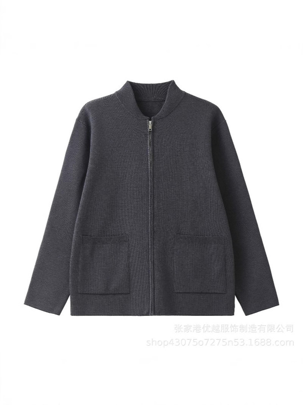 Sheinapps 2026 New Style Stand-Up Collar Zipper Sweater Solid Color Long-Sleeved Casual Men's Knitwear Exported to Europe