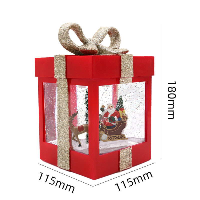 礼物包水球摆件 圣诞老人雪人内景发光圣诞装饰品电池插电音乐盒